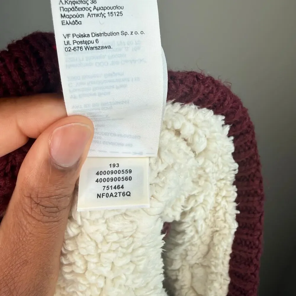 The North Face Neck Gaiter Burgundy Fair Isle Sherpa Fleece Lined Winter OS
